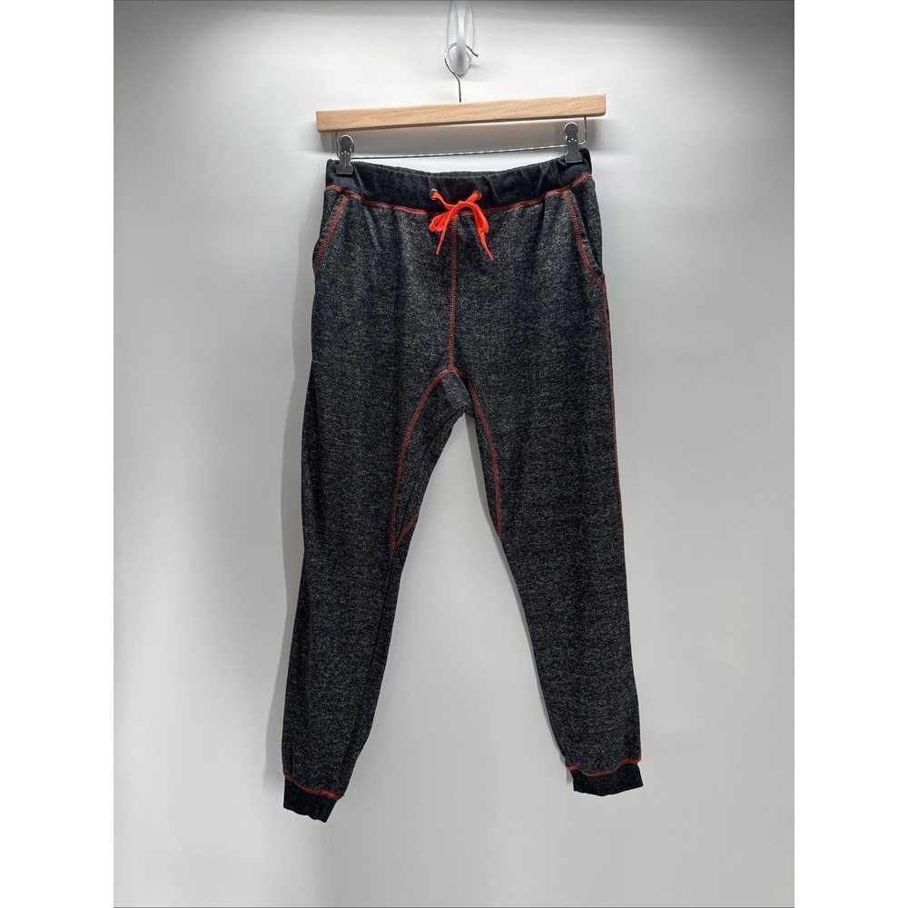 Blu Rock New York Mens Joggers Gray Neon Orange Contrast Stitch Sweatpants L